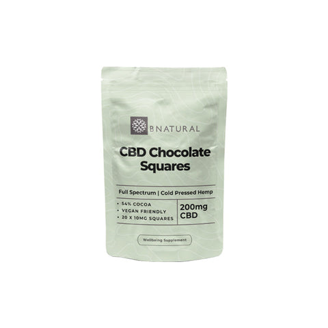 Bnatural 200mg CBD Chocolate Squares - 20 Pieces